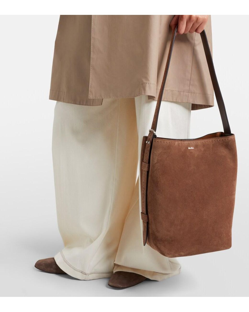 Max Mara Brown Medium Suede Bucket Bag
