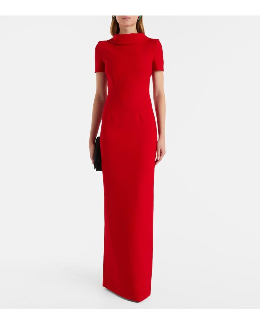 Roland Mouret Red Crepe Maxi Dress