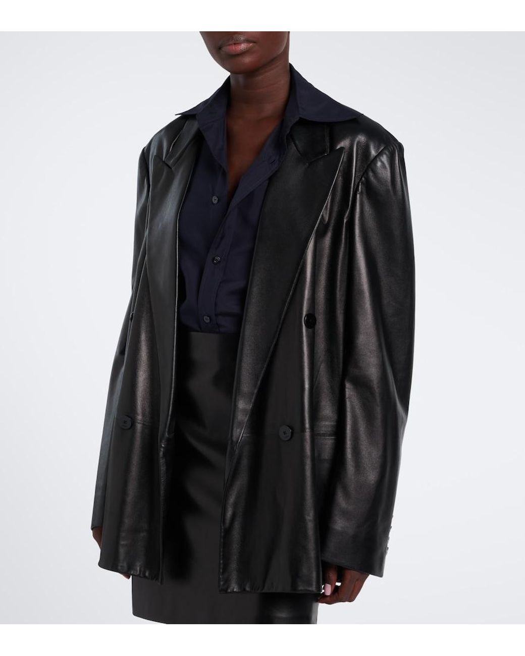 Gucci Black Double-Breasted Leather Jacket