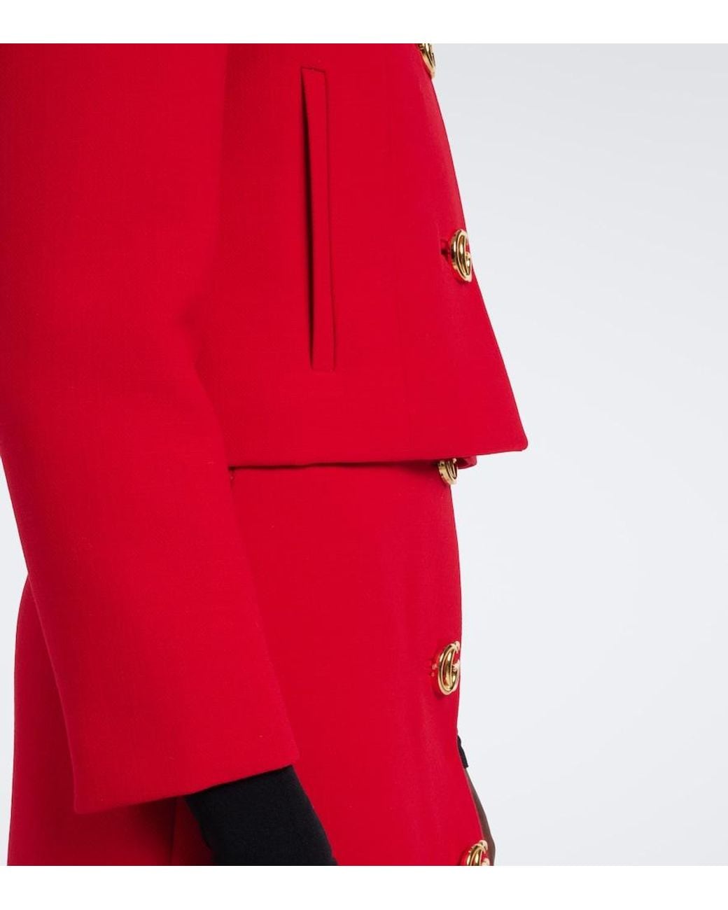 Gucci Red Double G Cropped Wool Crepe Jacket