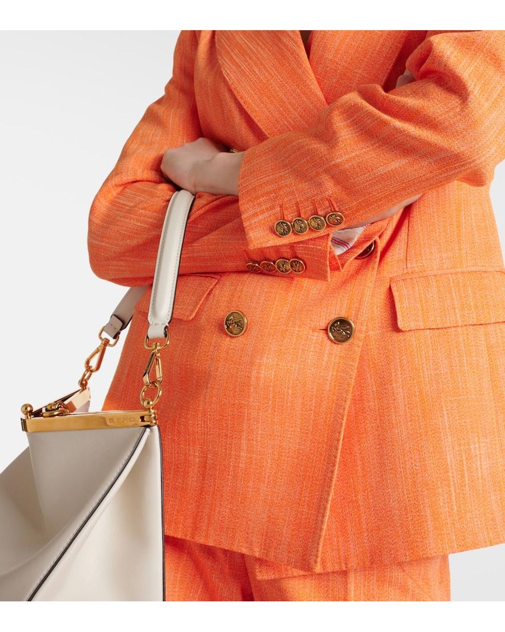 Etro Orange Double-Breasted Blazer