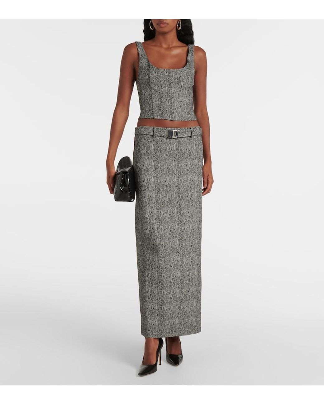 Gonna Lunga Murray A Spina Di Pesce di Staud in Gray