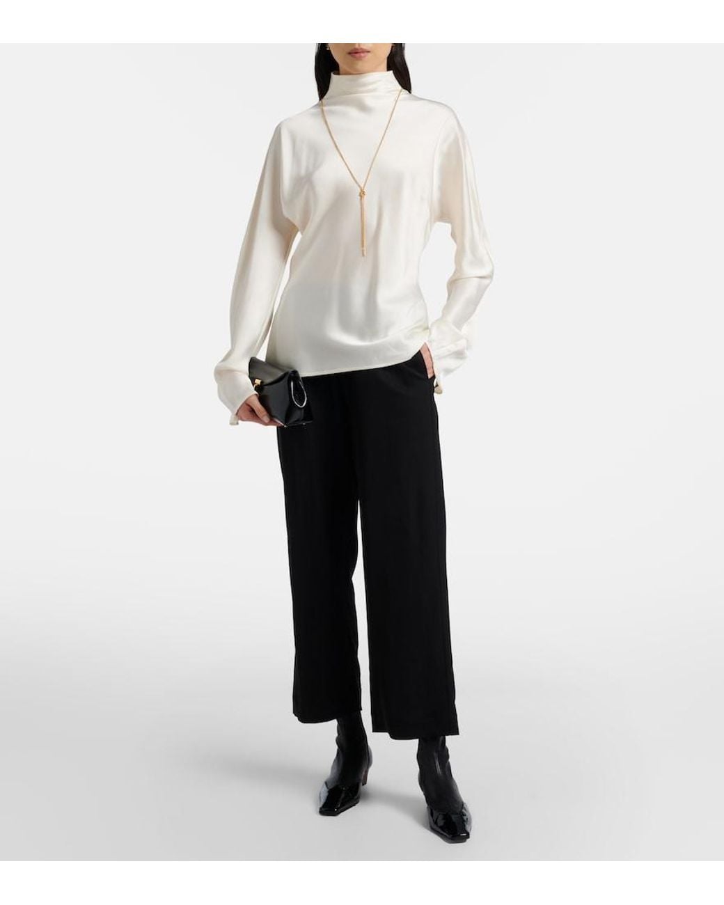 Rohe Black Cropped Wide-Leg Pants