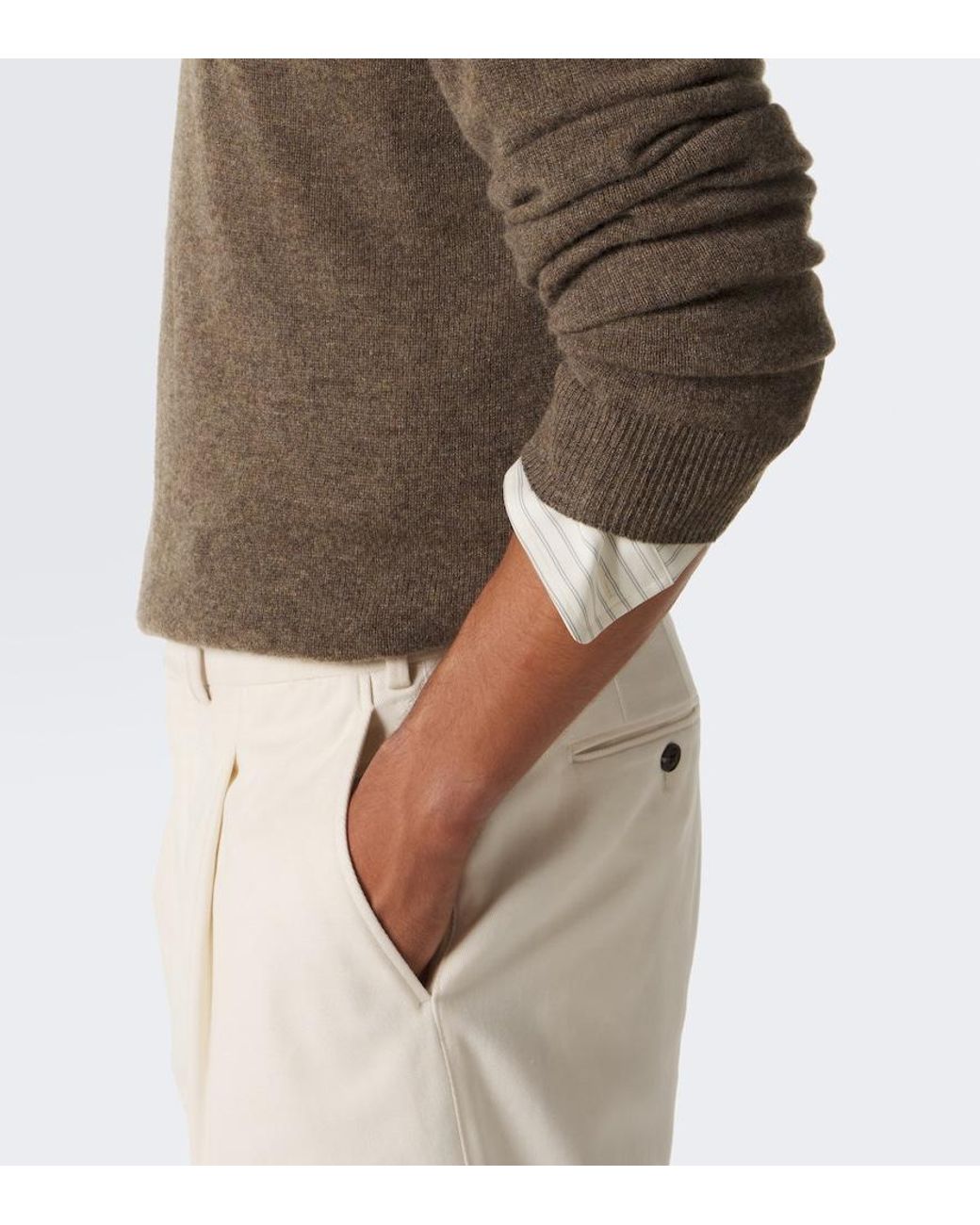 LeKasha Brown Crete Cashmere Polo Sweater for men
