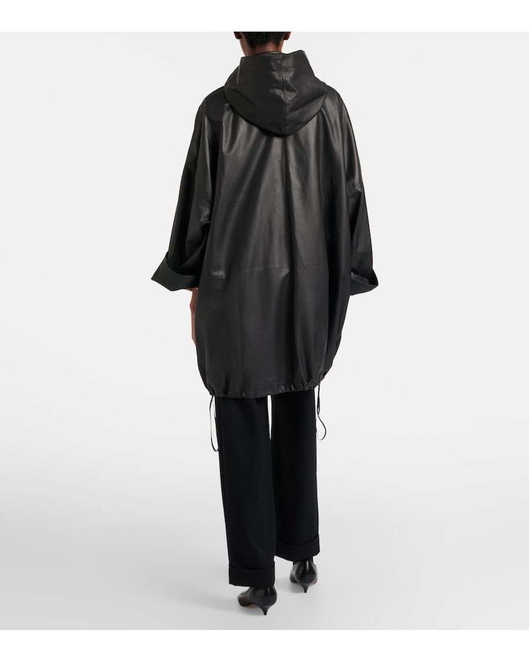 The Row Black Cassandre Leather Coat