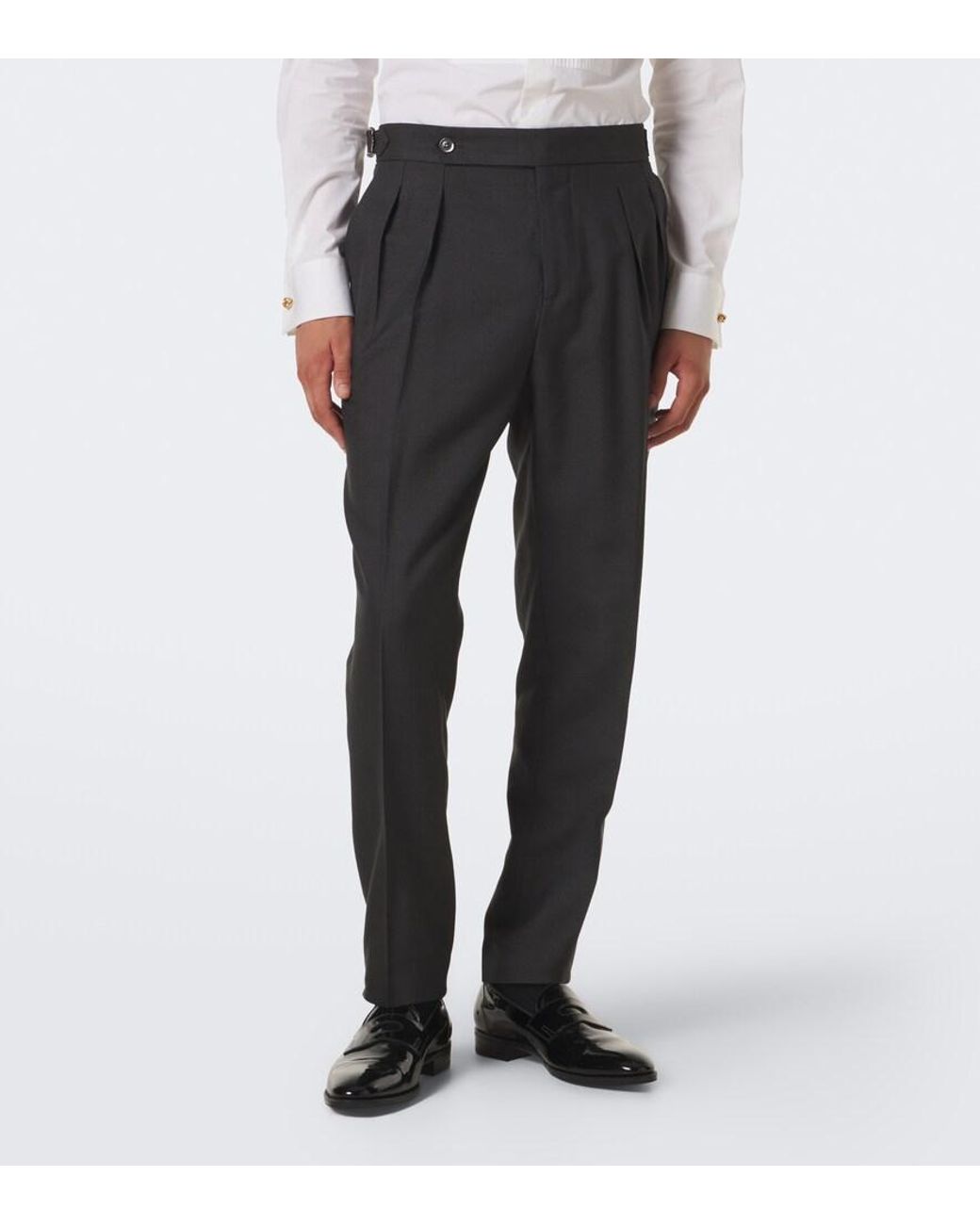 Brunello Cucinelli Gray Silk Tuxedo Pants for men