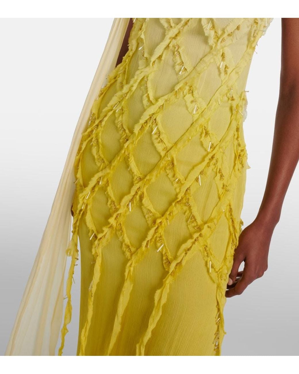 Blumarine Metallic Embellished Crepon Maxi Dress