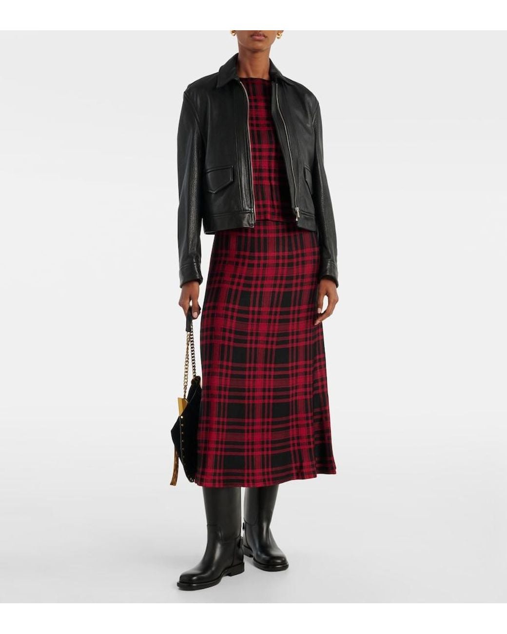 Polo Ralph Lauren Red Plaid Midi Skirt