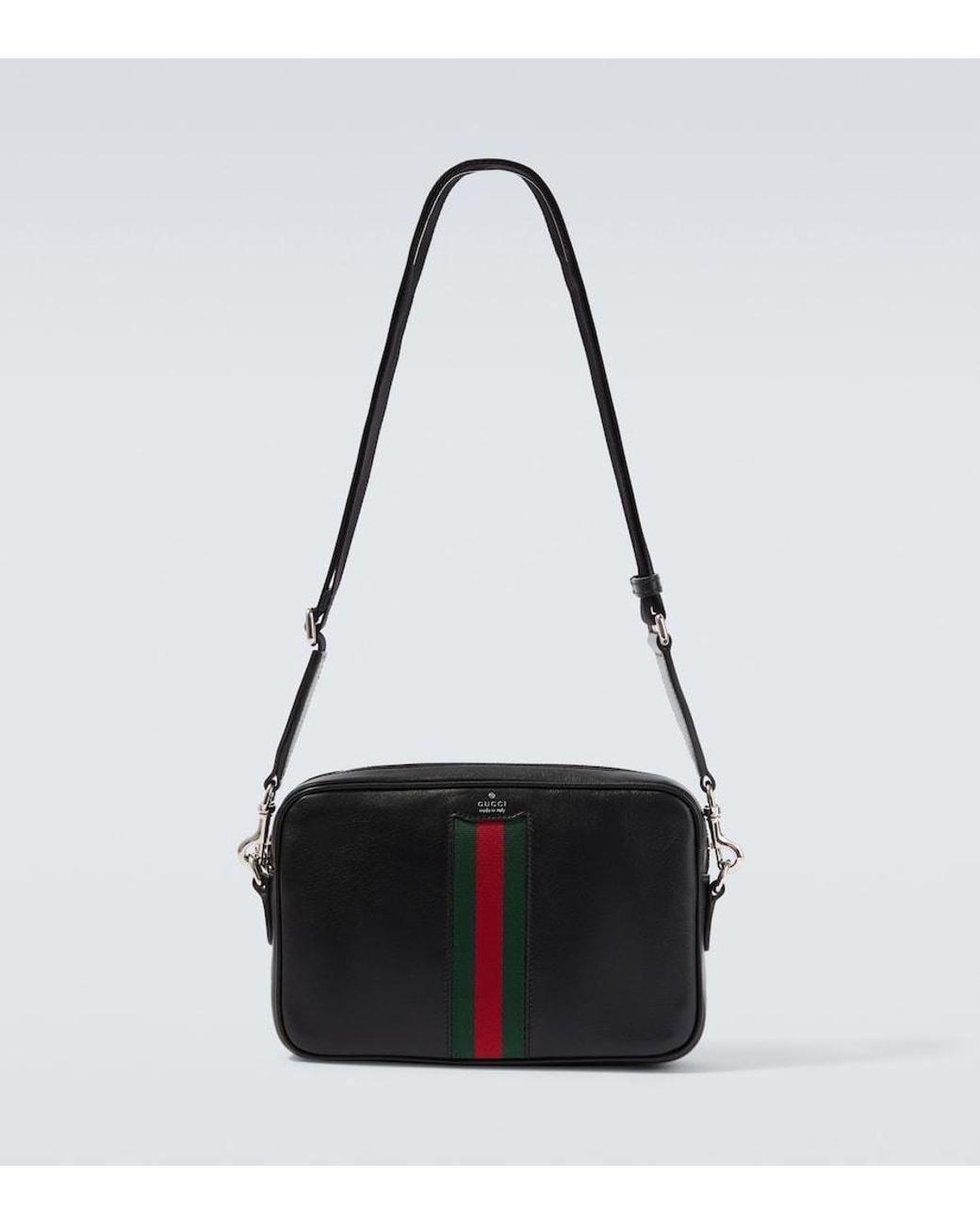 Gucci Black Web Trademark Small Leather Crossbody Bag for men