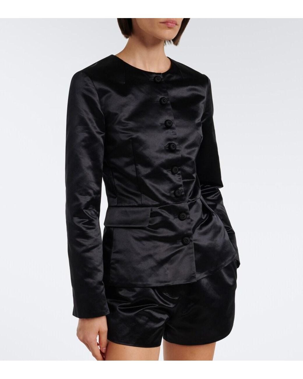 Posse Black Verity Cotton And Silk Satin Jacket