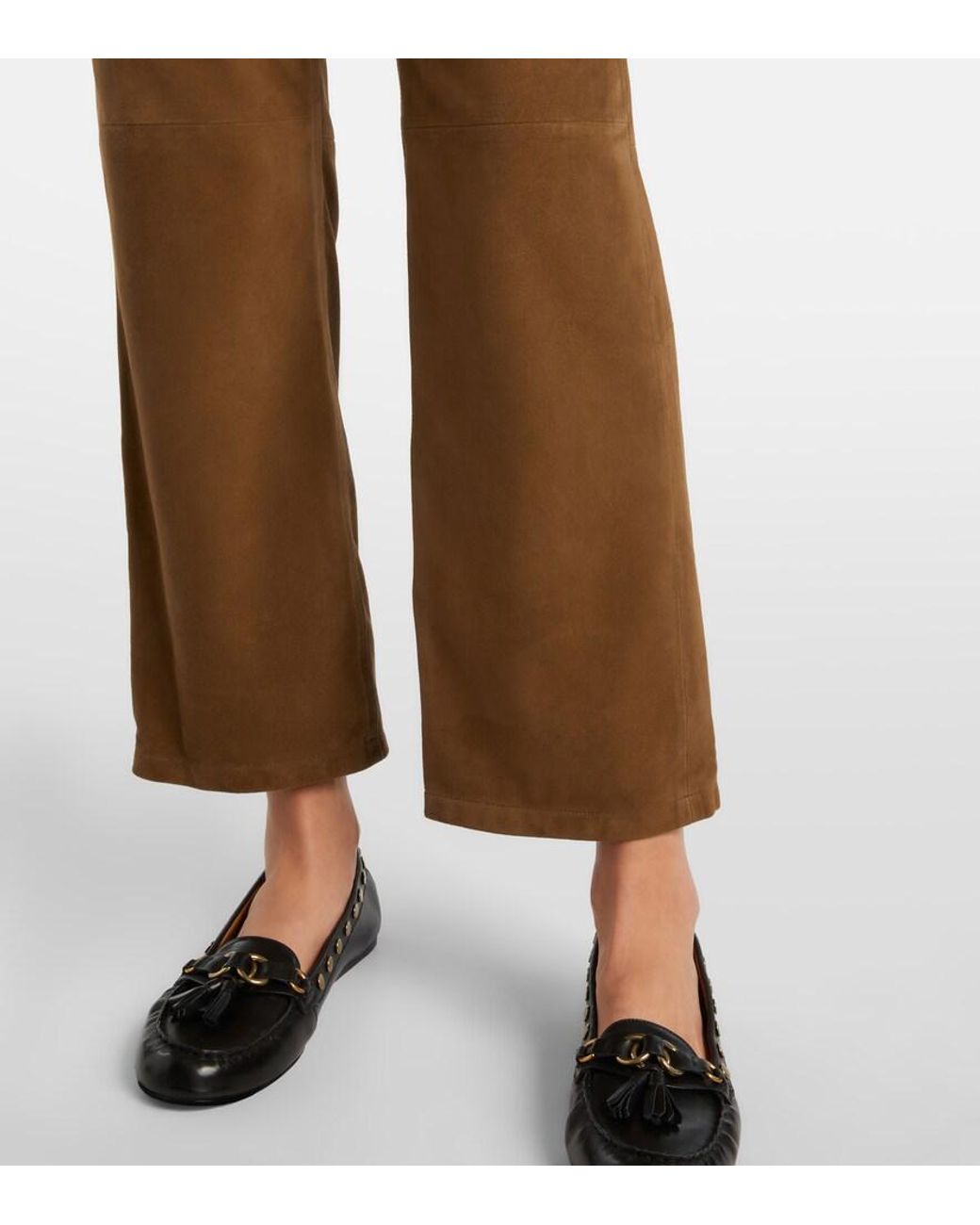 Isabel Marant Brown Suede Straight-Leg Pants