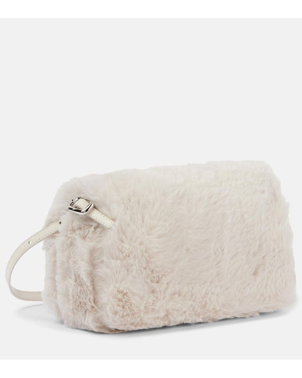 Roger Vivier Natural Viv Choc Embellished Faux Shearling Wallet
