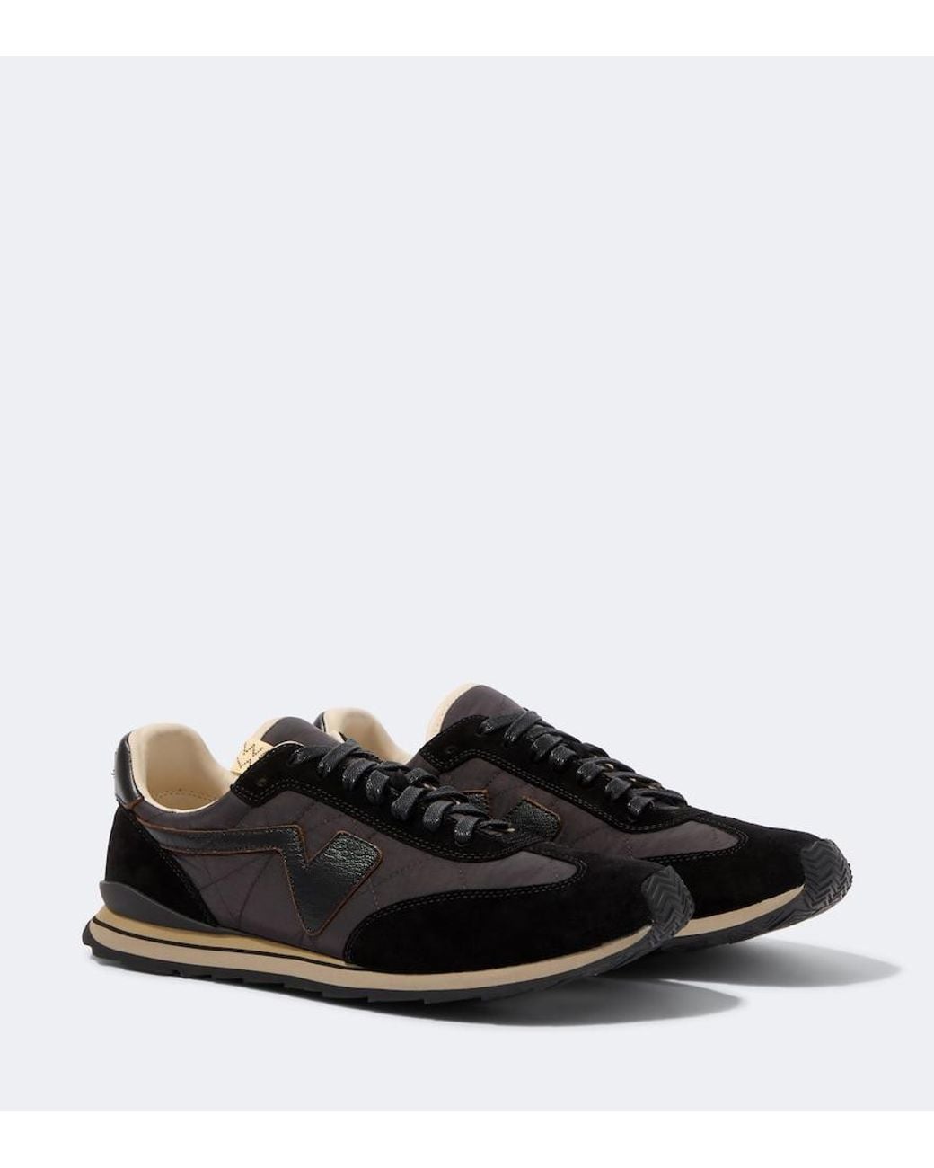 Visvim Black Fkt Runner Suede-Trimmed Sneakers for men