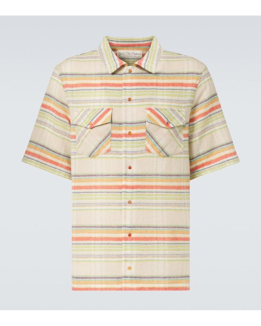 God's True Cashmere Natural Seaside Gauze Striped Cashmere Shirt for men