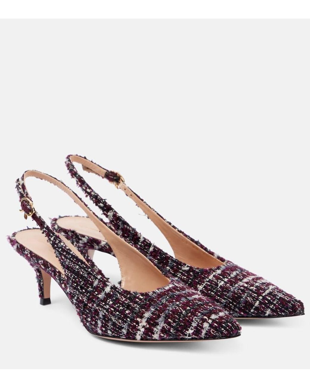 Gianvito Rossi Purple 55 Boucle Slingback Pumps