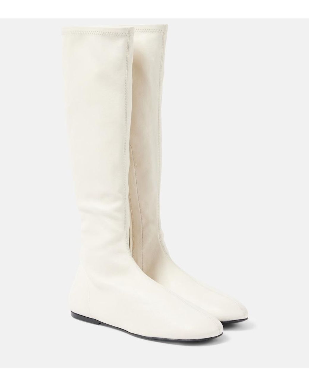 Co. White Leather Knee-High Boots