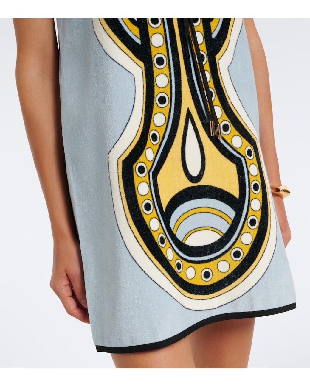 LaDoubleJ Green Totem Printed Cotton Minidress
