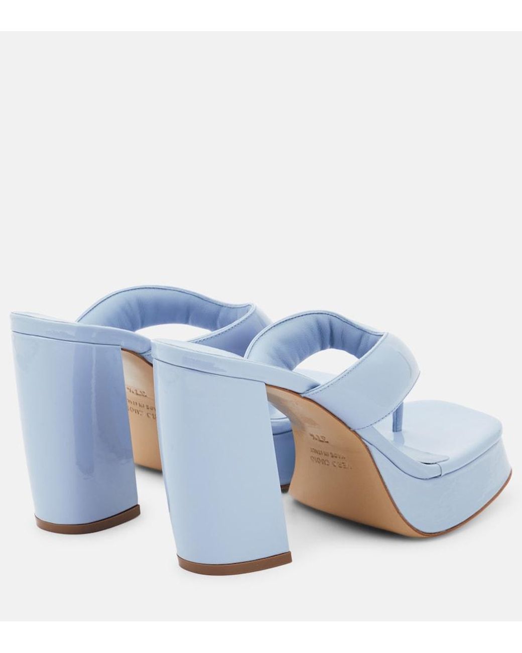 Gia Borghini Blue Patent Leather Platform Sandals
