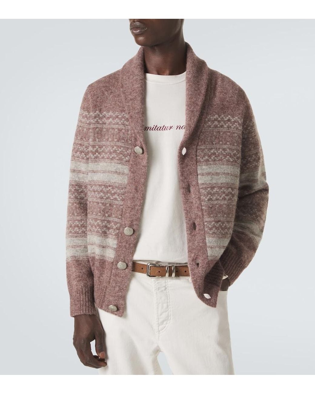 Brunello Cucinelli Brown Alpaca, Cashmere, And Wool-Blend Cardigan for men