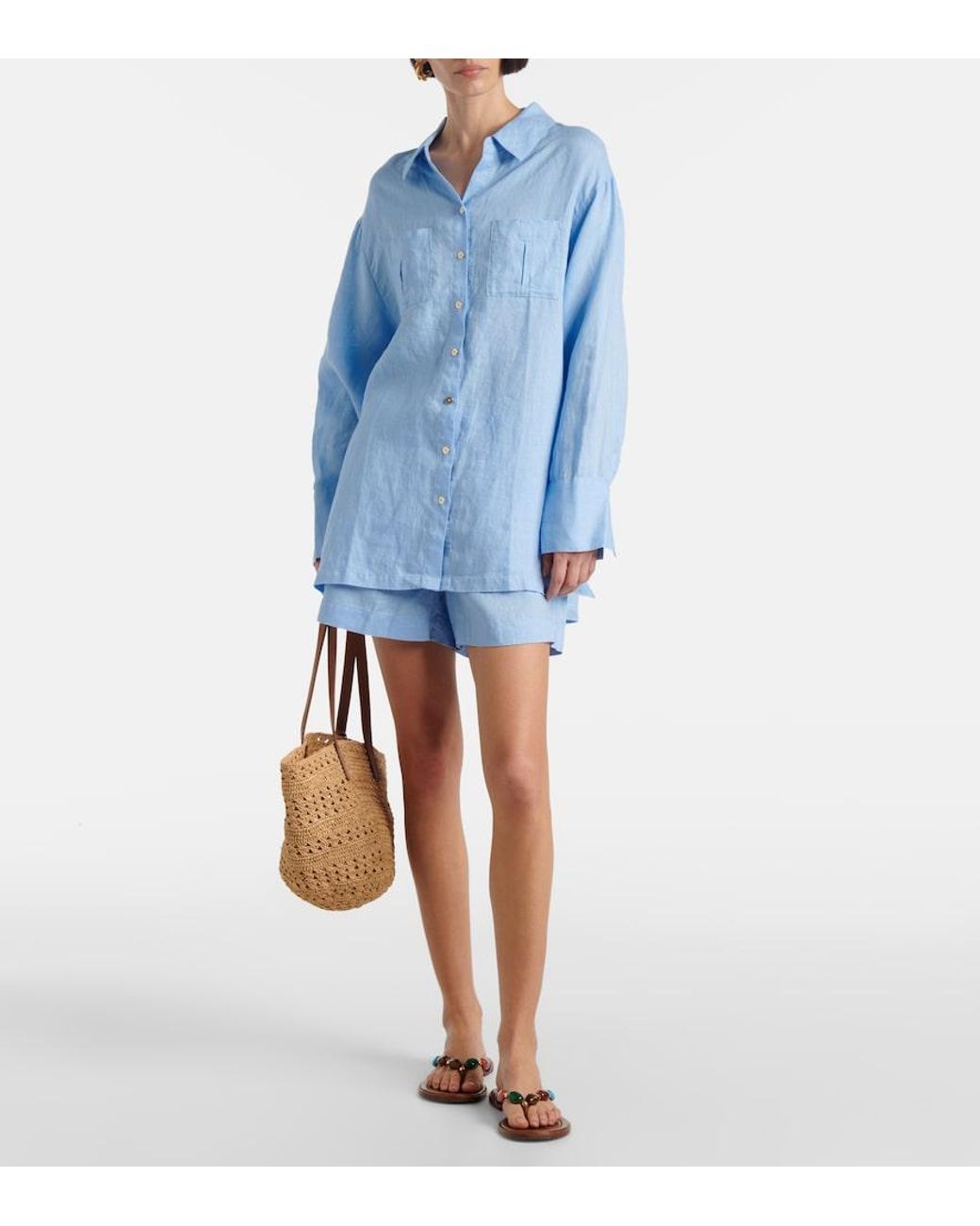 Heidi Klein Blue Linen Shorts