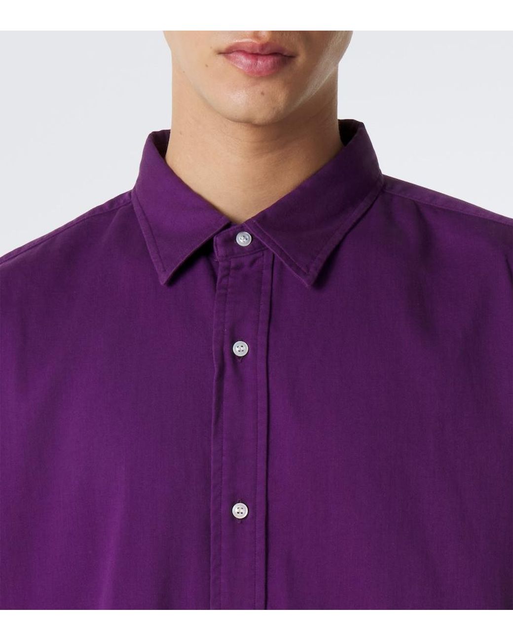 A.PRESSE Purple Cotton Twill Shirt for men