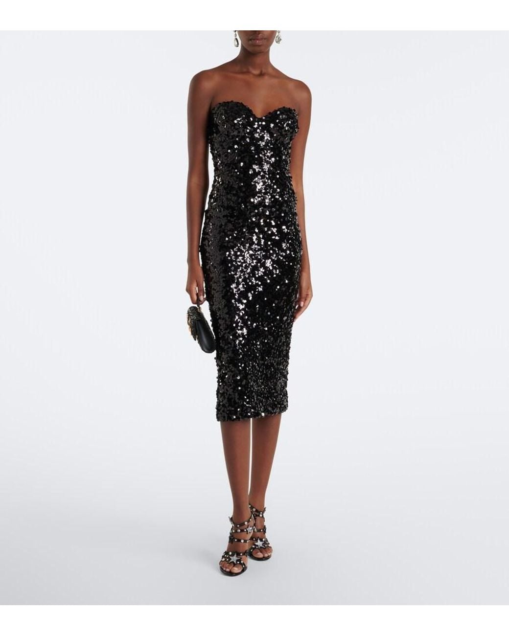 Dolce & Gabbana Black Sequined Bustier Dress