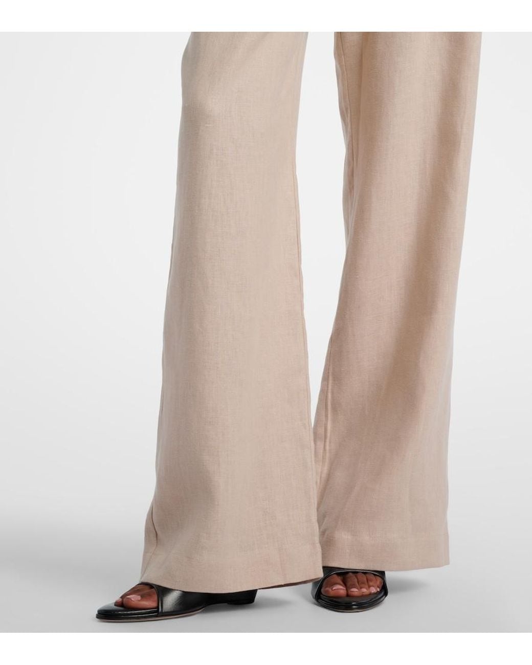 Asceno Natural Rivello Linen Wide-Leg Pants
