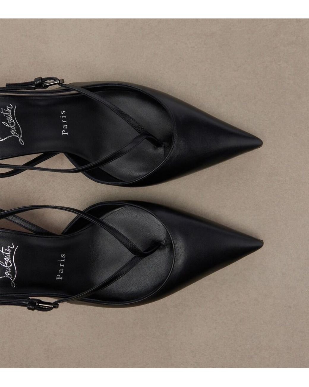 Christian Louboutin Black Miss Z Leather Slingback Pumps