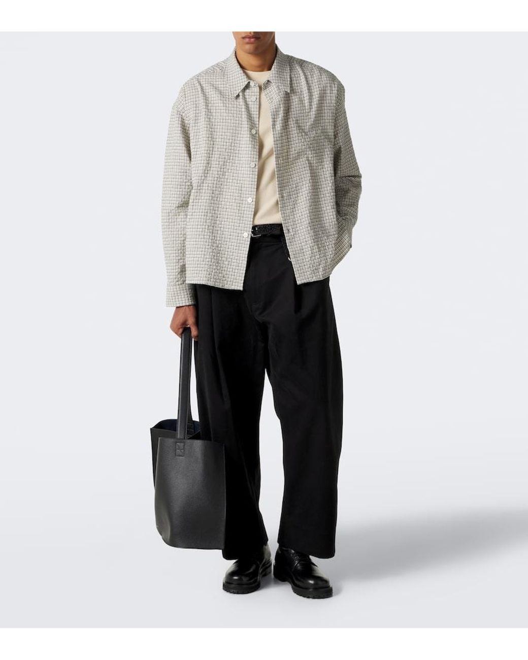 Studio Nicholson Gray Checked Cotton Shirt for men