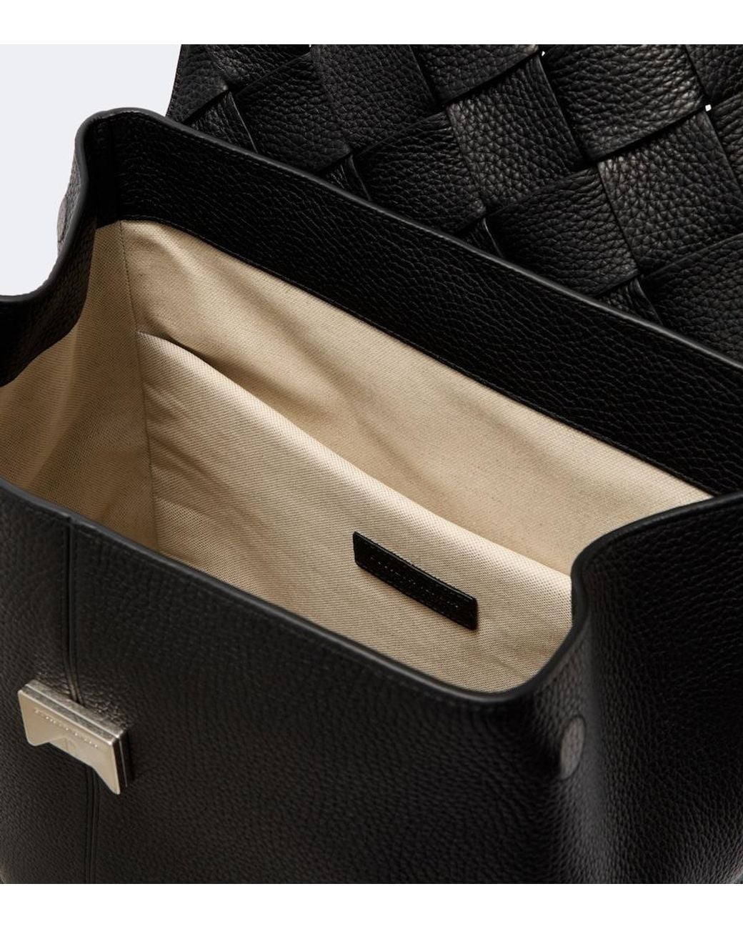 Bottega Veneta Black Diago Intreccio Leather Backpack for men