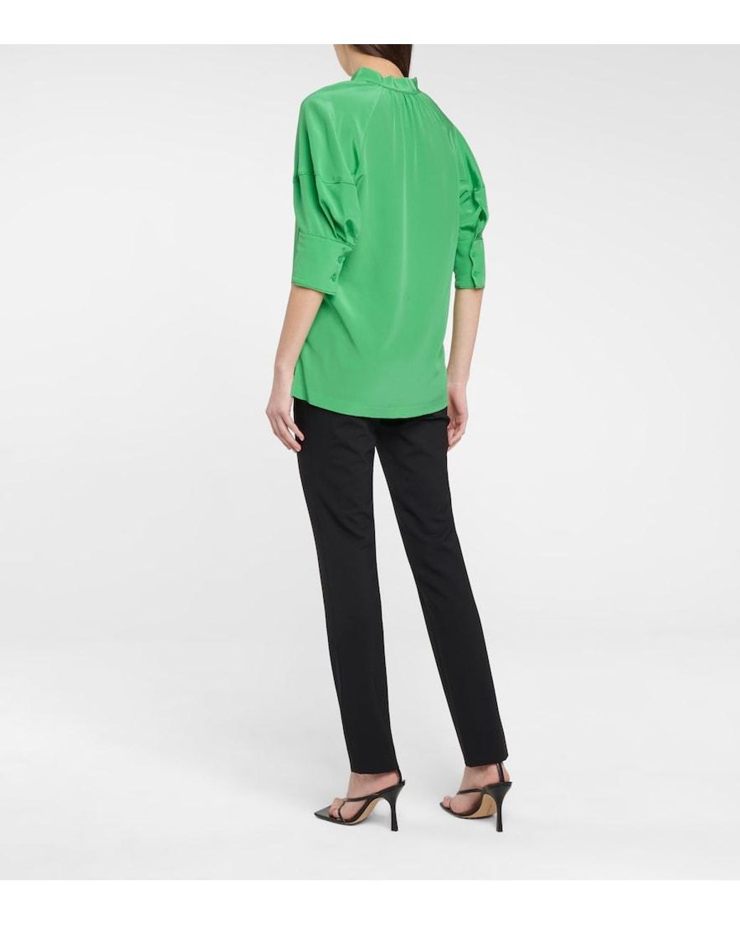 Diane von Furstenberg Green Lynn Silk Crêpe De Chine Blouse
