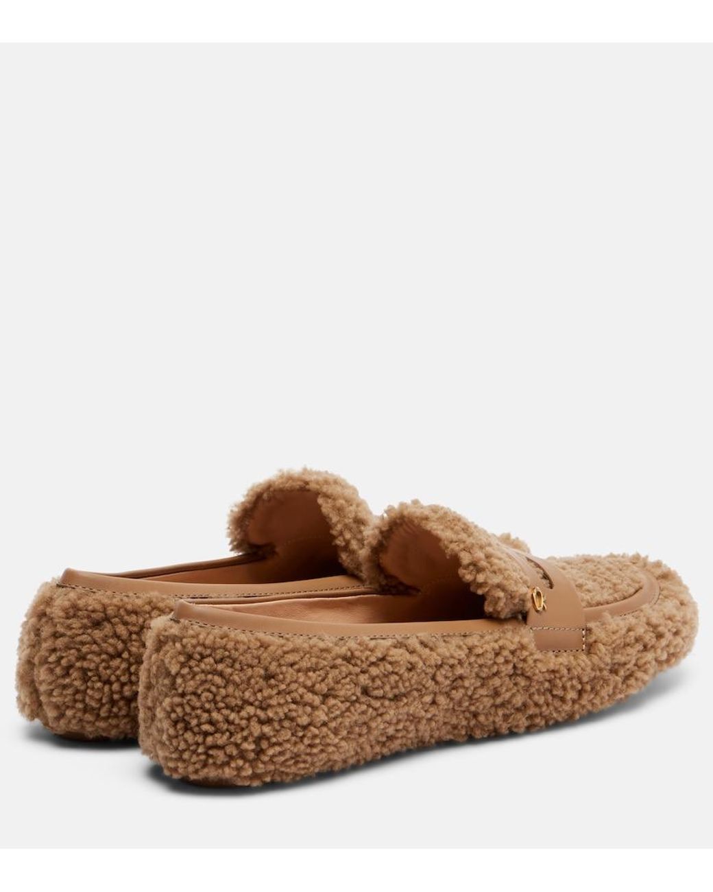 Gianvito Rossi Brown Leather-Trimmed Shearling Loafers