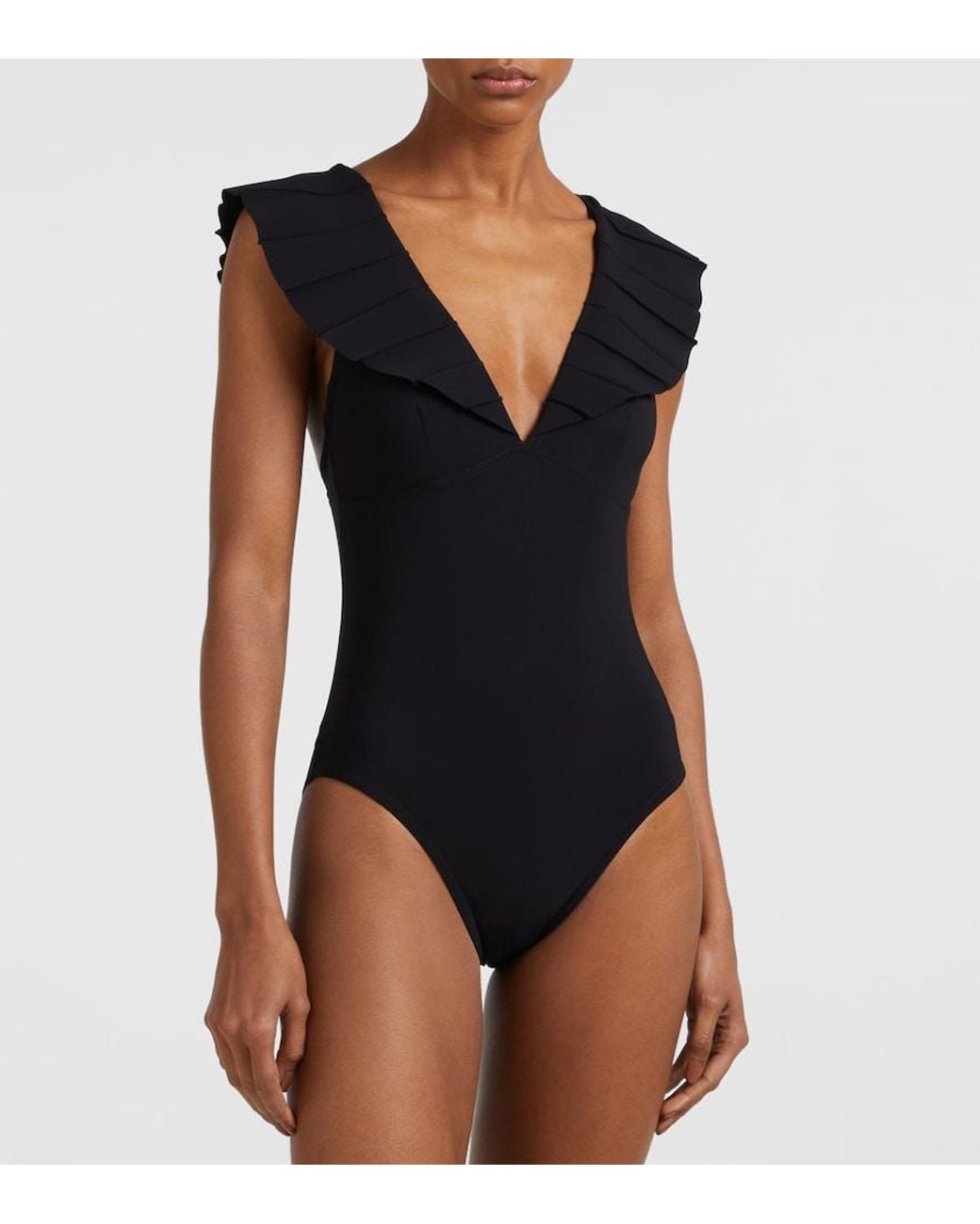 Karla Colletto Blue Alora Ruffled Swimsuit