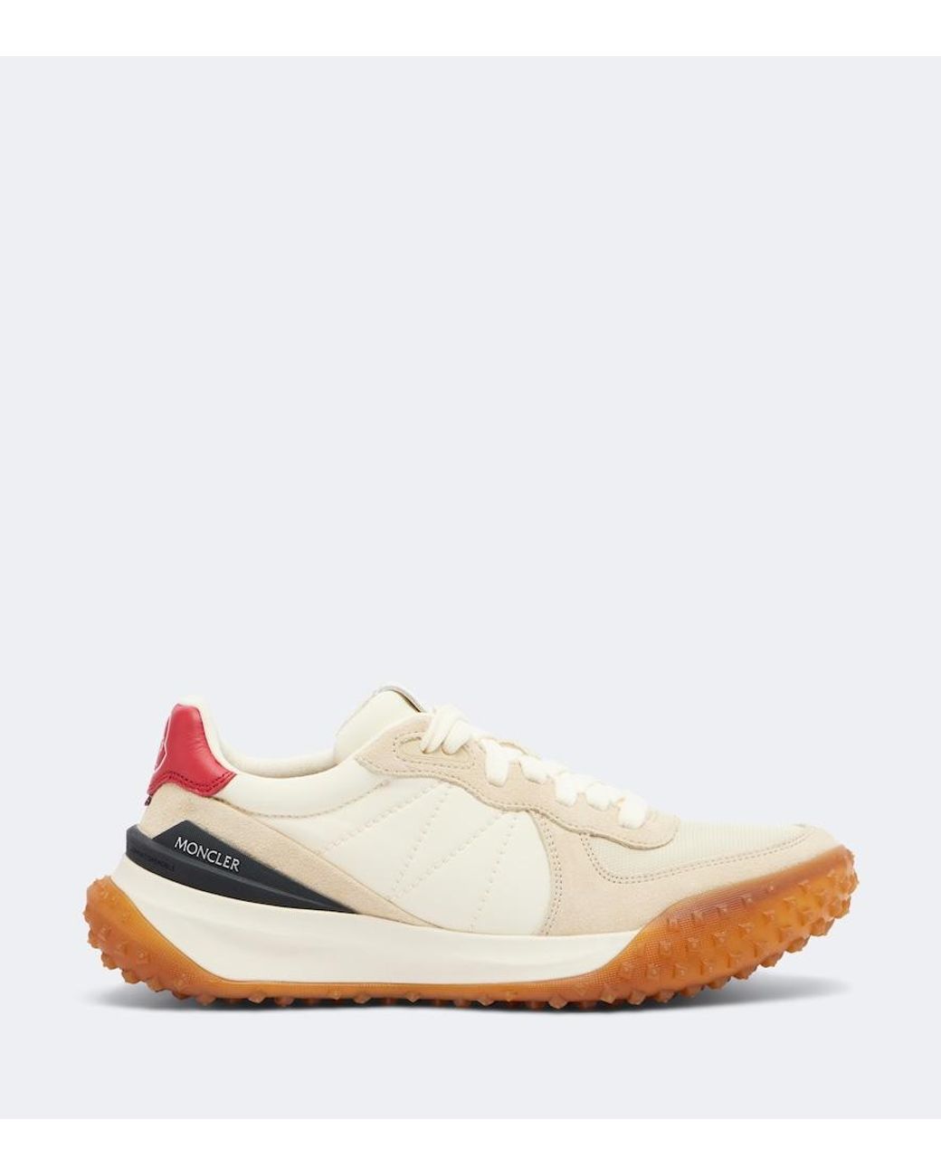 Moncler White Citytrek Suede-Trimmed Sneakers
