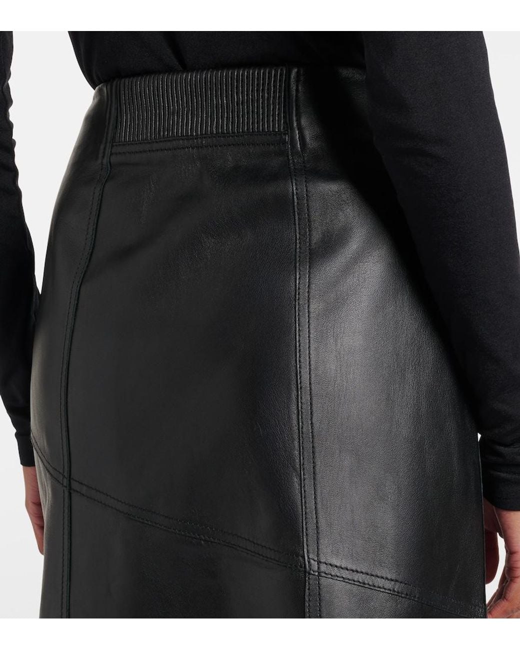 Victoria Beckham Black Leather Pencil Skirt