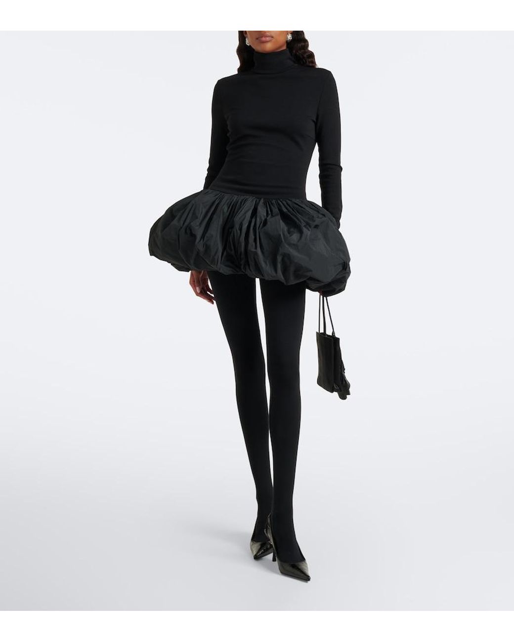 Magda Butrym Black Paneled Wool-Blend Minidress