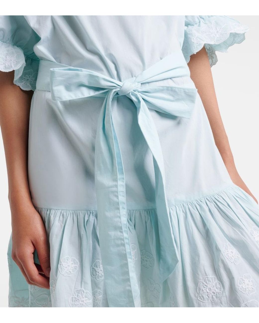 Juliet Dunn Blue Embroidered Cotton Poplin Minidress