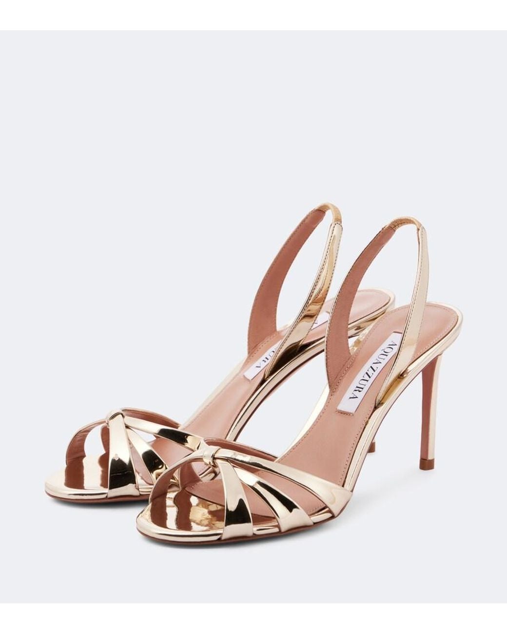 Aquazzura Pink Tati 85 Metallic Leather Sandals