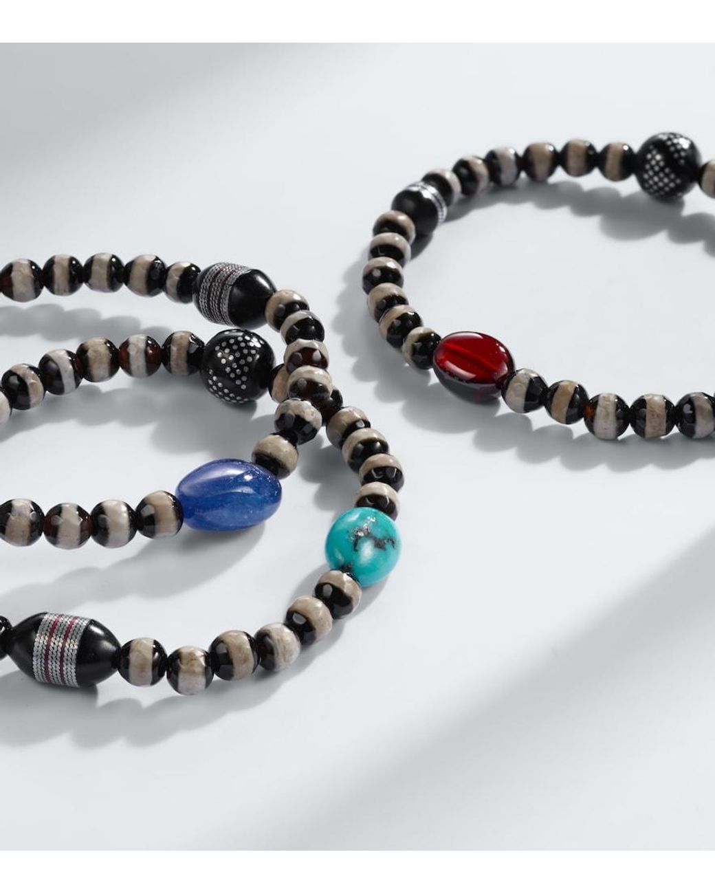 Ileana Makri Metallic Set Of 3 Beaded Bracelets for men