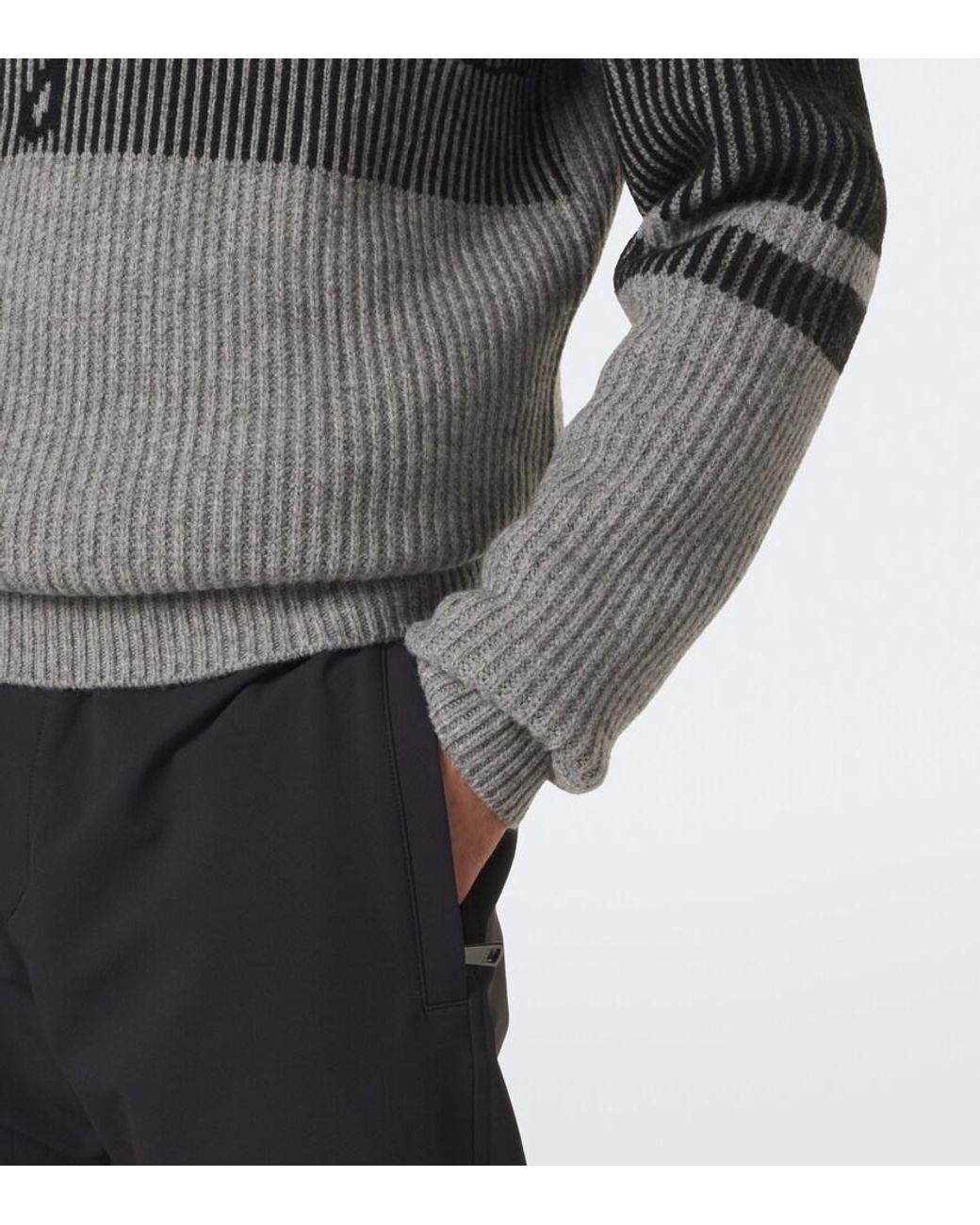 Bogner Gray Loris Logo Yak Half-Zip Sweater for men