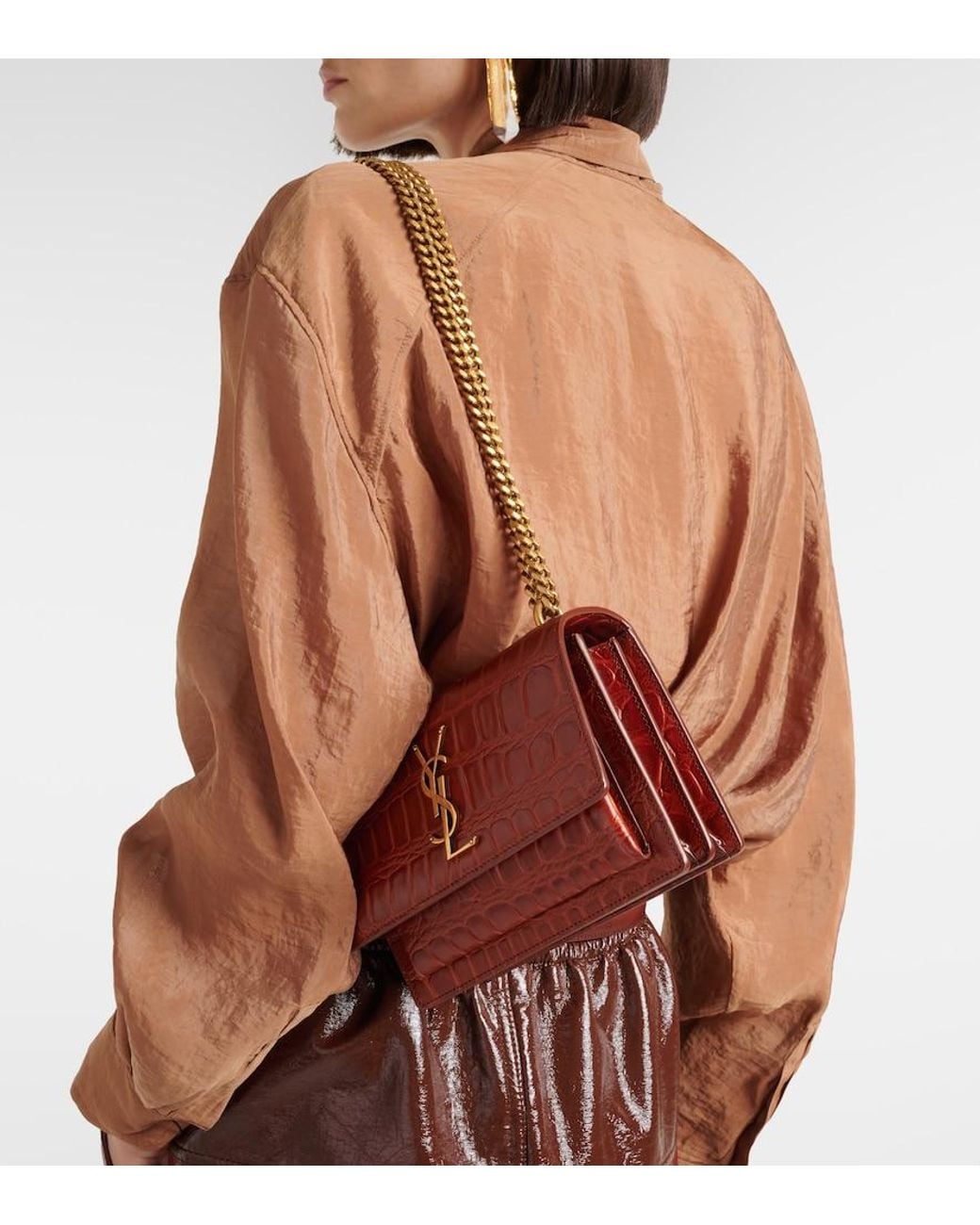 Saint Laurent Red Sunset Small Leather Crossbody Bag