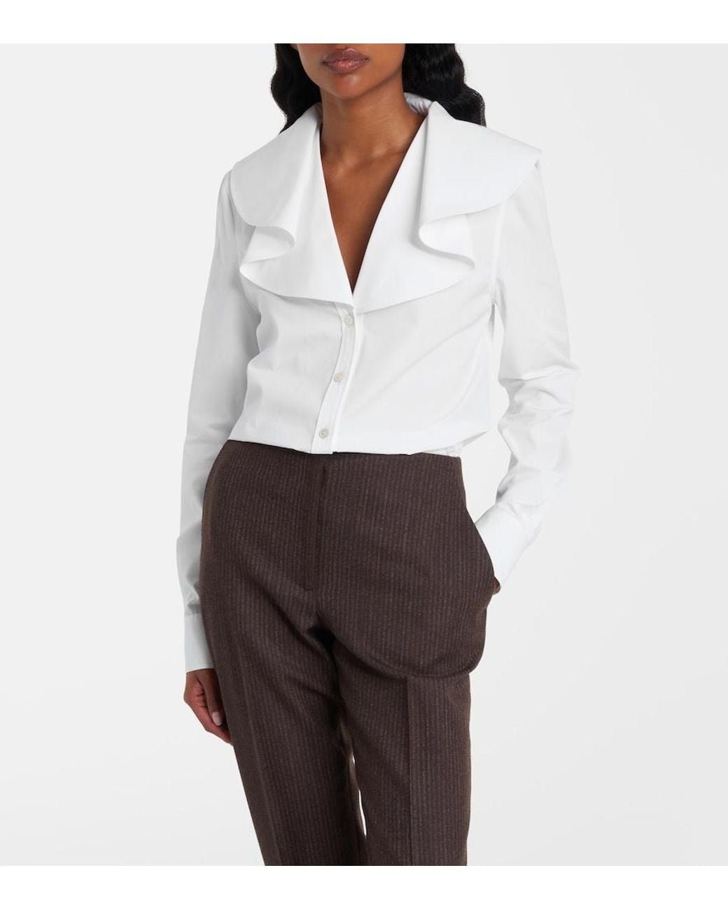 McQueen White Draped Cotton Poplin Shirt