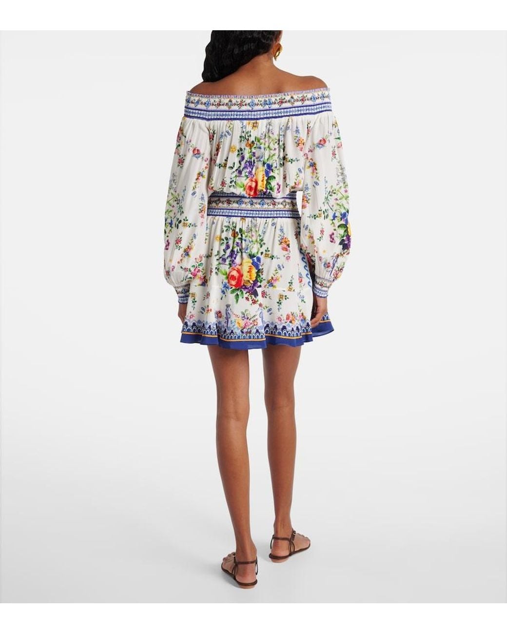 Camilla White Printed Silk Crepe Minidress