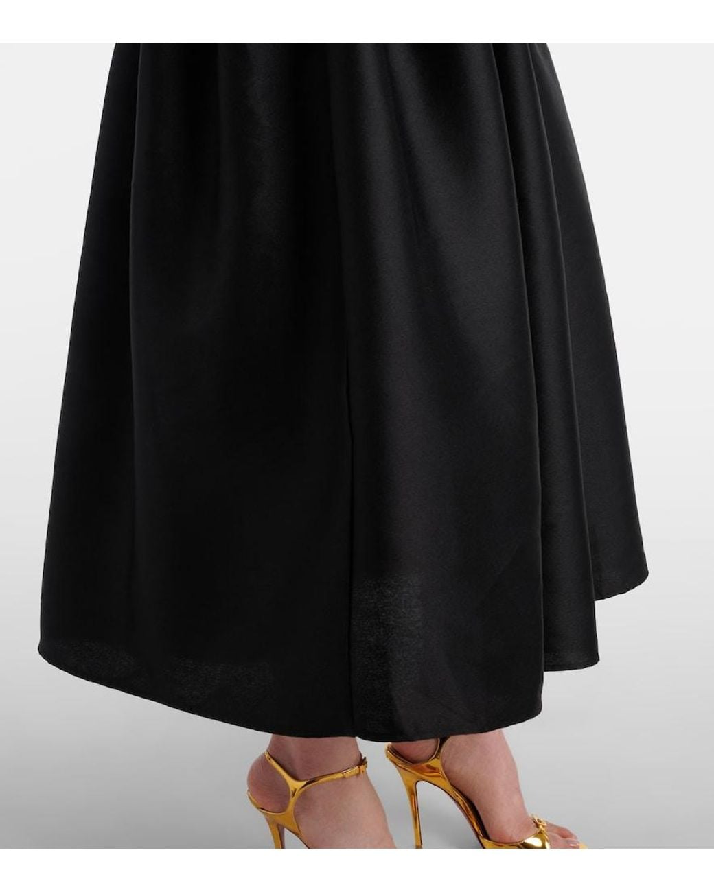 Self-Portrait Black Belted Keyhole Cutout Taffeta Midi Dress