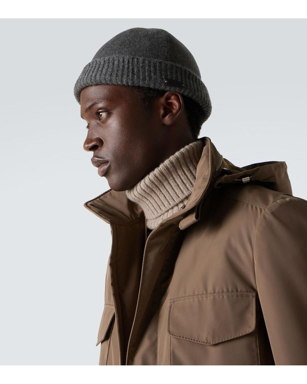 Loro Piana Gray Cashmere Beanie for men