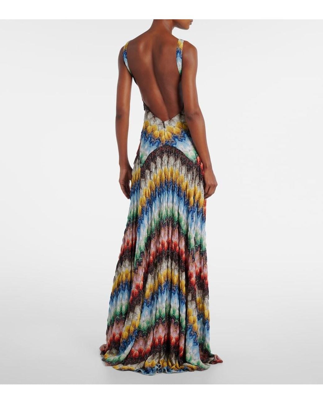 Missoni White Open-Back Lame Maxi Dress