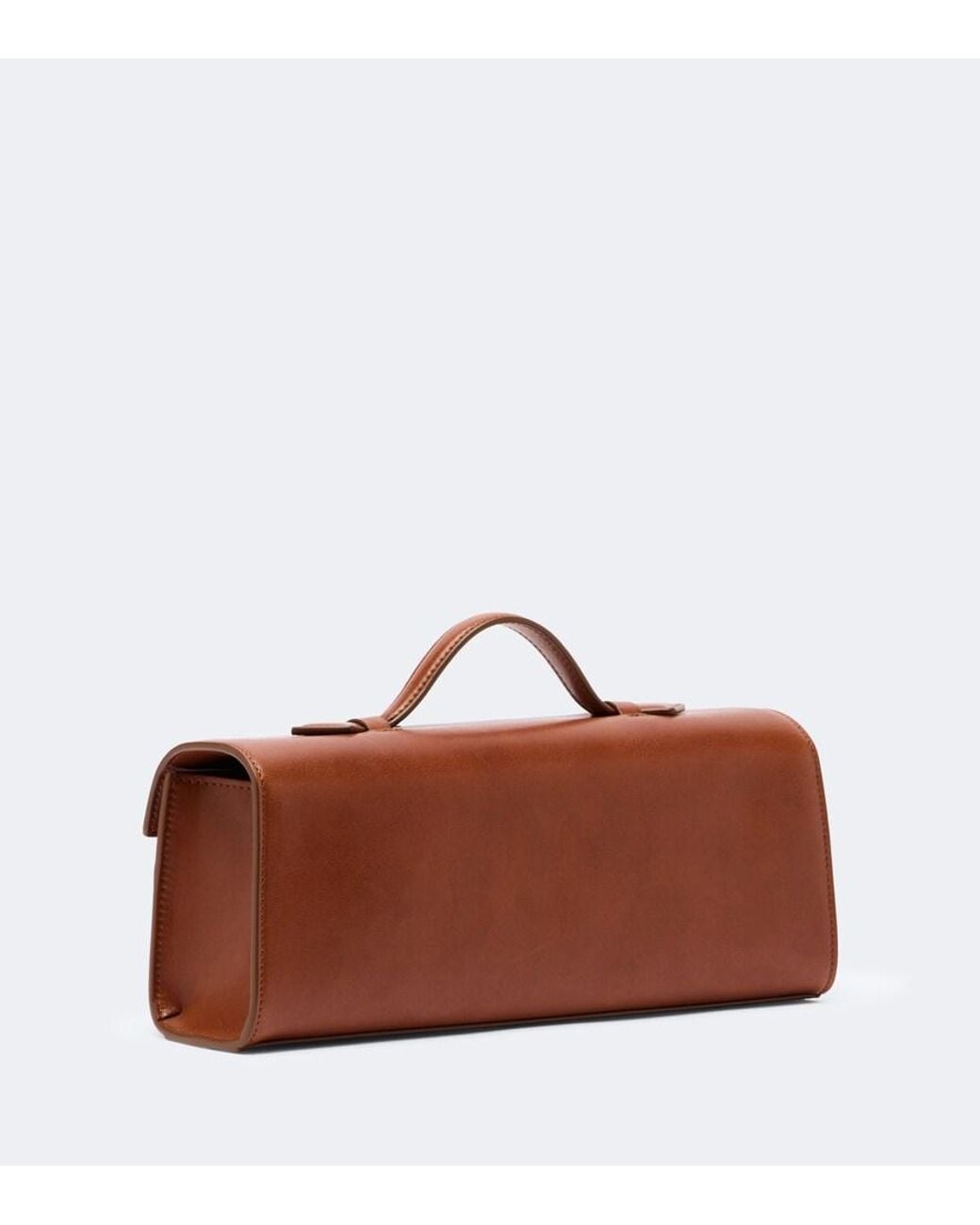 SAVETTE Brown Symmetry Slim Small Leather Top Handle Bag
