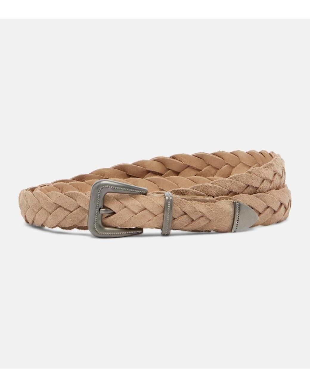Brunello Cucinelli Natural Monili Braided Leather Belt