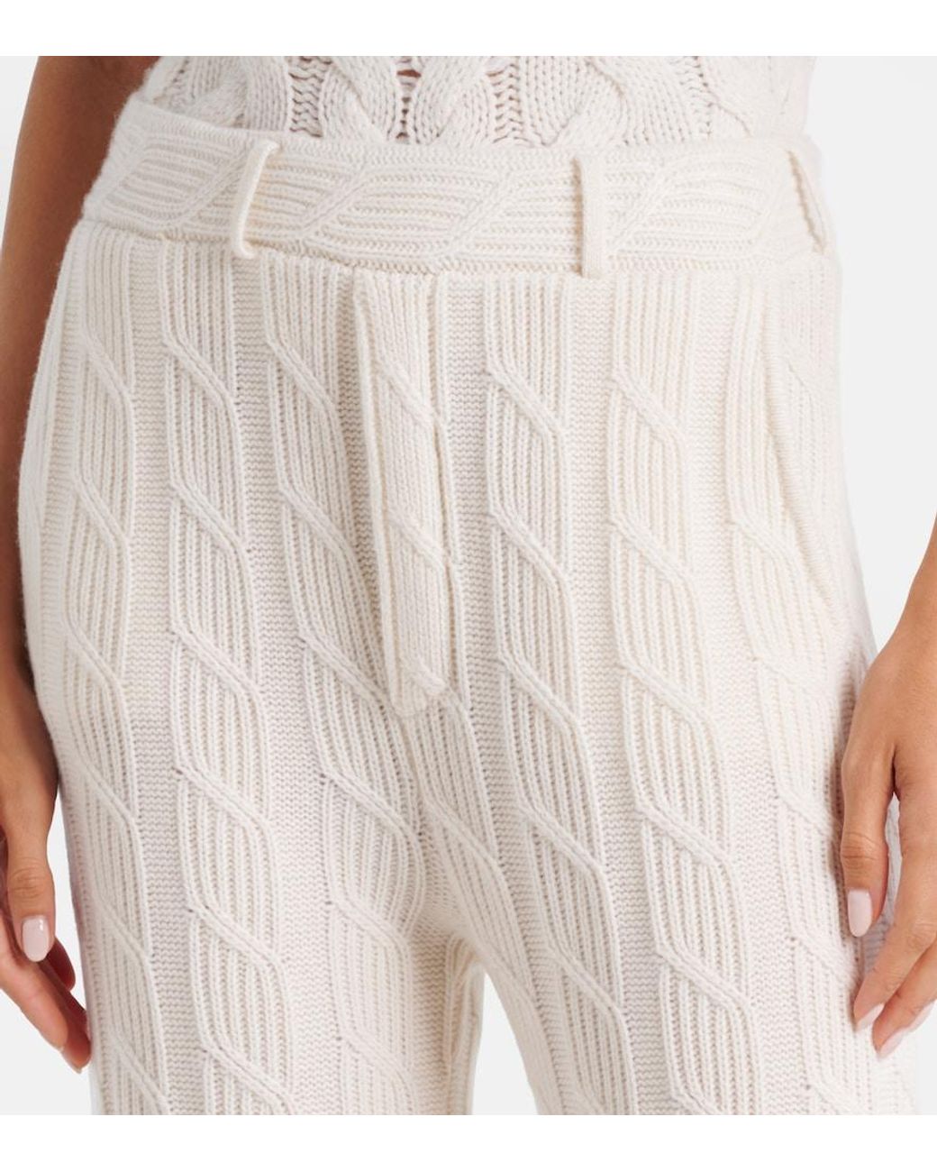 Lisa Yang White Ebba Low-Rise Cashmere Wide-Leg Pants