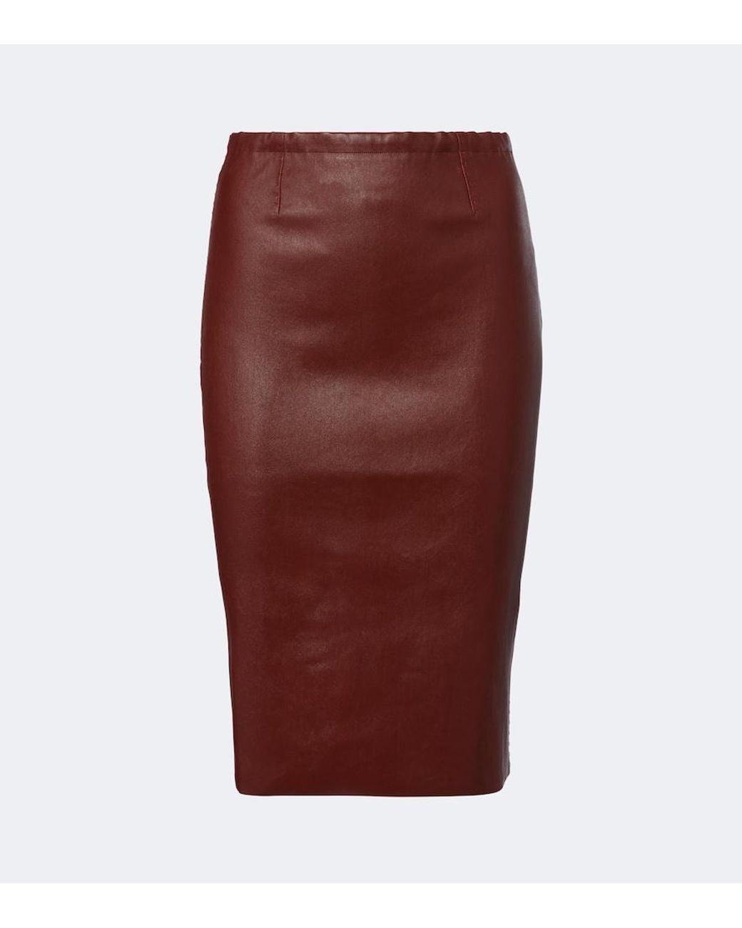 Stouls Red Gilda Leather Midi Skirt